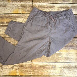 Women's J. Crew Point Sur Seaside Grey Linen Cropped Joggers Size 6